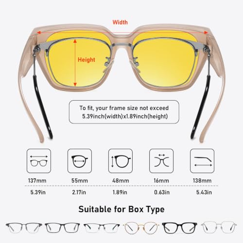 Image of HAOLOTA Night Vision Driving Glasses Fit Over Glasses for Women Men, Anti Glare Polarized Nighttime Yellow Lens