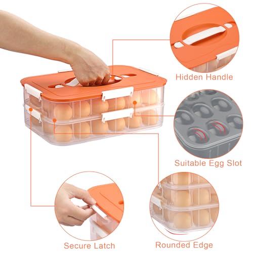 Portahuevos transparente apilable BTSKY con asa portátil para proteger tus alimentos 6