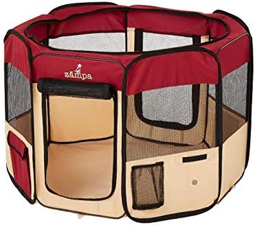 Zampa Pop Up Portable Medium 45″x45″x24″ Playpen for Dog and Cat, Foldable | Indoor / Outdoor Pen & Travel Pet Carrier + Carrying Case