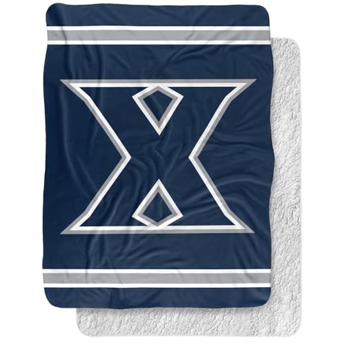 Xavier University Blanket, 60"x80" Primary Logo Stripes Silky Touch Sherpa Back Super Soft Throw Blanket