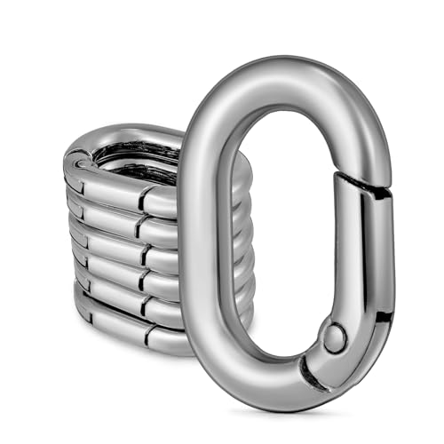 10Pcs Metal Spring Oval Rings Round Carabiner Key Ring Clip for Keychain Buckle, Purse Hardware, DIY Crafts (Silver,3/4 inch)