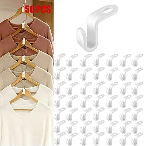 Clothes Hanger Connector Hooks 50PCS Plastic Hooks Cascading Hangers Space Saving Organizer for Heavy Duty Clothes Closet