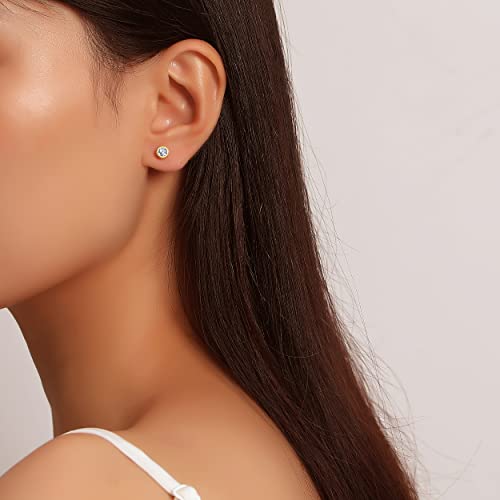 Lavishe 14K Gold Plated 925 Sterling Silver Cubic Zirconia Round Bezel Set Stud Earrings, 3Mm Stone #TOP1