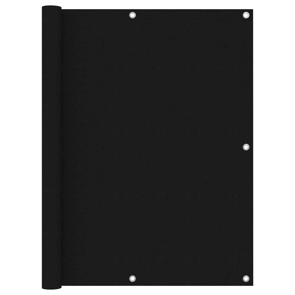 Mampara de Balcón, Tela Oxford con Revestimiento PU, Impermeable y Resistente al Viento, Mallas Ocultacion Balcon, Panel Ocultacion Jardin Exterior, para Balcones y Terrazas, Color Negro, 120x400 cm