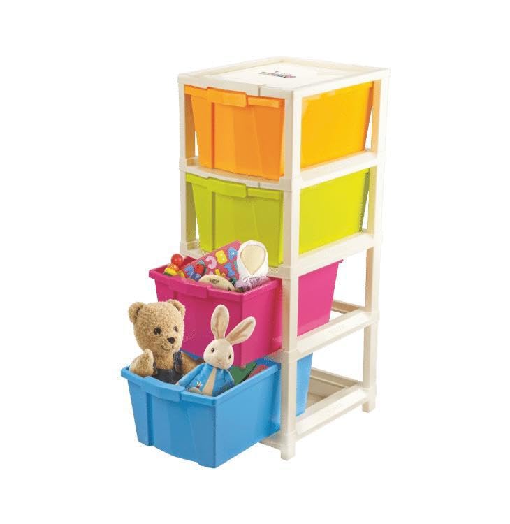 Image of 4XL Plastic Modular Drawer Storage Unit for Home Organization & Kids Utility | Compact Multi-Drawer Cabinet for Study, Office & School Use (Multicolor, 4XL) | Nestware