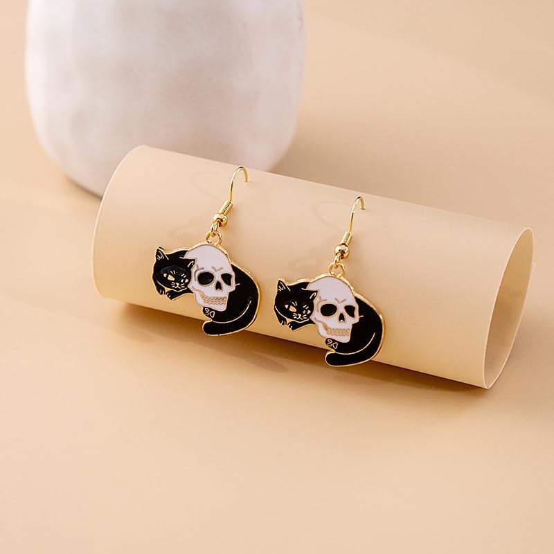 Black Cat Earrings Scary Cat Feline Halloween Witch Emo Goth Jewellery Unisex