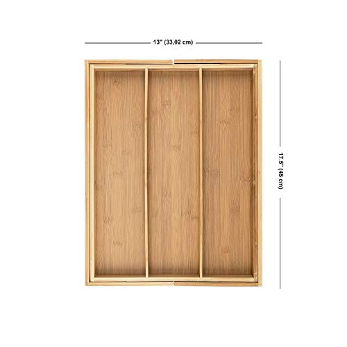 Premium Bamboo Drawer Organizer, Silverware Organizer, 100% Pure Bamboo, Adjustable Utensil Organizer, Kitchen Drawer Organizer, Silverware Tray for Drawer (3-5 slots) - Thumbnail 3