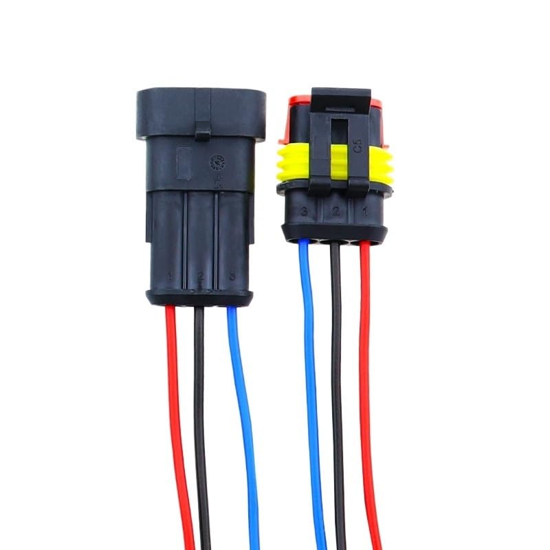 Lot de 2 - 5 connecteurs étanches pour fils électriques de voiture - 1/2/3/4/5/6 broches - 3 pièces avec fil