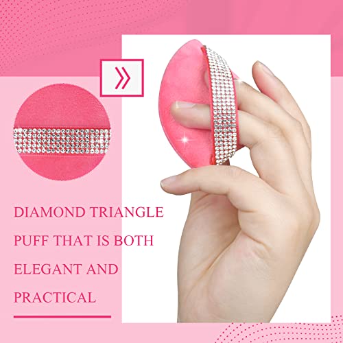 Giesiery 3 Pieces Powder Puff Face Soft Triangle Makeup Puff Velour Setting Powder Puff For Loose Powder Mineral Powder Body Powder Wet Dry Cosmetic Foundation Blender Sponge For Undereye (Rose Red) #TOP4