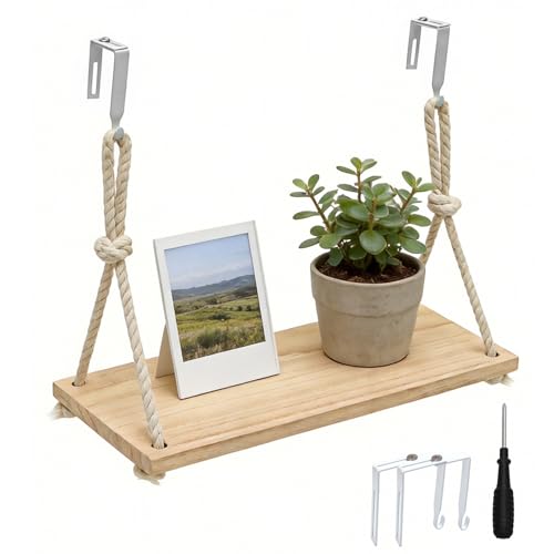 Fernlandia Cubicle Shelf Hanging, Office Cubicle Wall Shelf with Rope Adjustable Hooks, Office Desk Accessories for Office Decor, Organizer, Storage in Workspaces