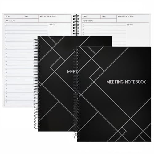 Carnets de réunion grand format Juvale cahier de notes de bureau ligné noir gris