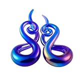Qmcandy 2pcs Glass Splatter Spiral Ear Tapers Hanger Gauges Piercing Gauges for Ear 0g, Purple