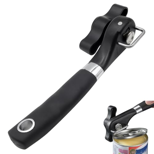 YDHfdc Abrelatas Manual Borde Liso Abrelatas Profesional con Mango Antideslizante Abridor de Latas para Varios Alimentos Enlatados, Negro