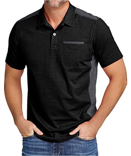 Zity Golf Shirt For Men Short Sleeve Sports Polo Shirts Mesh Tennis T-Shirt 0013-Pocket Blackxl #TOP1