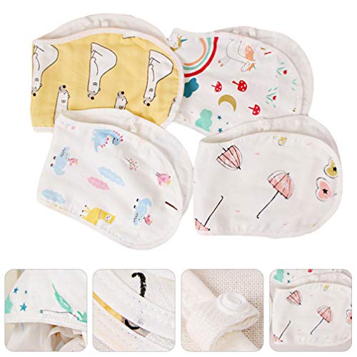 NUOBESTY Conjunto de Toalhas de AlgodÃ£o 4 PeÃ§as de BebÃª Toalhas Macias Babadores de Bandana de Be