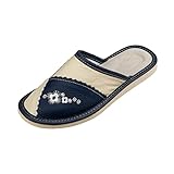 APREGGIO - Zapatillas de Estar por casa Mujer de Piel Lisa - Zapatillas con Punta Cerrada - Zapatillas sin Cordones - Hechas a Mano - Suela de cuña Ligera - Azul - Talla 38 EU