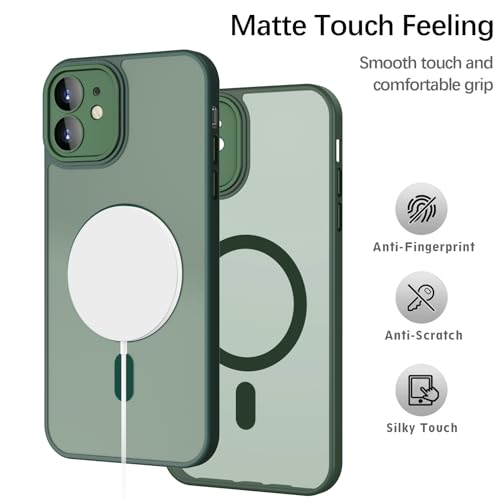 Phone Case for iPhone 11 Case Compatible with MagSafe, YUANDMI Case for iPhone 11 Magnetic Slim Thin Translucent Matte Back Shockproof Anti-Yellow Protective Cover Case Green by YUANDMI - Image 4