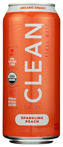 Clean Cause Yerba Mate Energy Drink, Peach, 16 oz