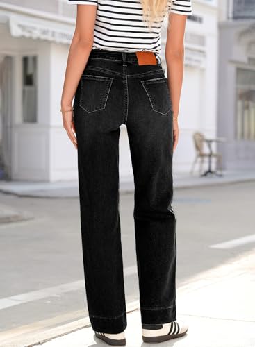 Image of Sidefeel Women's High Waisted Straight Leg Jeans Drawstring Denim Pants