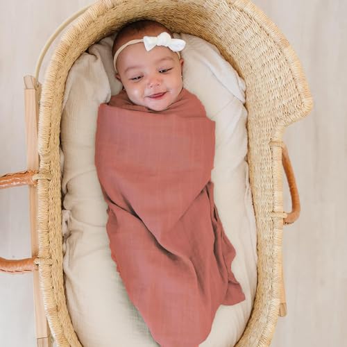 Image of Viviland Muslin Swaddle Blankets, Breathable and Skin-Friendly Baby Receiving Blankets, 2-Pack Sun, 47 x 47 inches