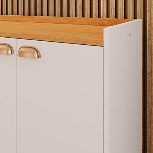 Aparador Buffet Kiev Cantinho Café Decoração Sala Jantar Estar Cozinha 4 Portas Puxador Concha Prate