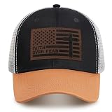 Christian US Flag Trucker Hat for Men and Women Christian Cross Hats Religious Leather Patch Adjustable Baseball Cap Gift