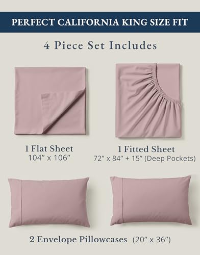 Image of LANE LINEN 100% Organic Cotton Cal King Size Bed Sheets, Sustainably Produced Okeo Tex Certified California King Cotton Sheets, Luxury Hotel Percale Soft & Comfy Comes in Variety of Colors -Lilac
