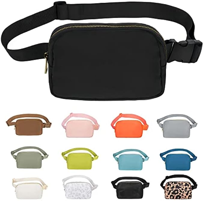 VOROLO Waist Pack for Running Fanny Pack for Women and Men Crossbody Belt Bag Bum Bag with Adjustable Strap for Hiking Workout Sports Travel Black