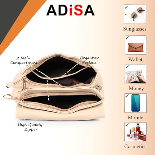 Image of ADISA Women's Girls Quilted Cross Body Sling Bag with Height Adjustable Belt (SL5169)