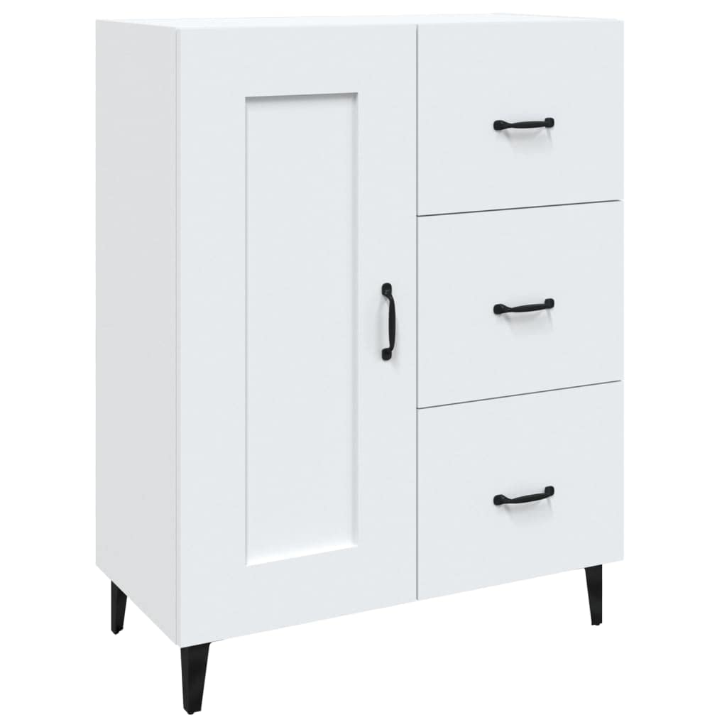 Armadietto da buffet bianco, 69,5 x 34 x 90 cm, versatile, in legno, per soggiorno, cucina, bagno, scarpiera, porta TV, biblioteca, armadio biancheria