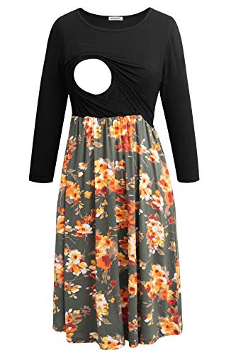 Smallshow Abiti per Allattamento Abito per Allattamento al Seno Manica 3/4 per Donna Svp089 M