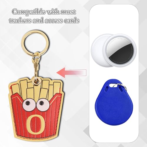Image of Leather Keychain Case Holder Compatible with Apple AirTag, GPS Airtag Keychain Finder Tracker with Key Ring, Anti-Scratch Protective Air Tag Cover | Leather