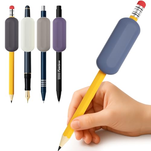 ELETIUO 5-Pack Weighted Pencil Grips – 1oz Silicone Handwriting Aid for Kids,Elderly & Special Needs – Improves Penmanship for Autism,ADHD,Tremors,Dyspraxia & Fine Motor Skills,5 Colors