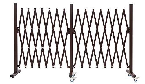 Absperrgitter HWC-B34AM, Zaun Scherengitter Trenngitter, Alu ausziehbar Laufrollen braun - Höhe 109cm, Breite 60-530cm