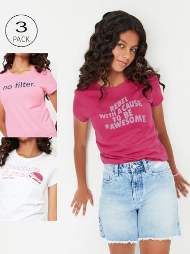 Image of Max Girls Cotton Regular Printed T-Shirt - Pack of 3