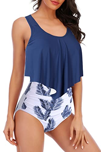 Image of Women High Waisted Bikini Swimsuit Flounce Vintage 2 Piece Bathing Suits