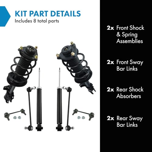 Image of TRQ Front and Rear Suspension Kit Complete Strut & Coil Spring Assembly Shock Absorber Sway Bar Stabilizer Link Compatible with 2010-2013 Hyundai Tucson 2011-2013 Kia Sportage