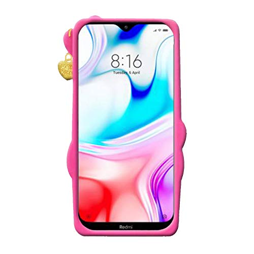 Image of Unirock Hello Kitty Back Case Cover for Redmi 8| 3D Cute Hello Kitty Case |Soft Silicone Rubber Back Cover with Pendant Kitty Cover for Redmi 8 (Pink)
