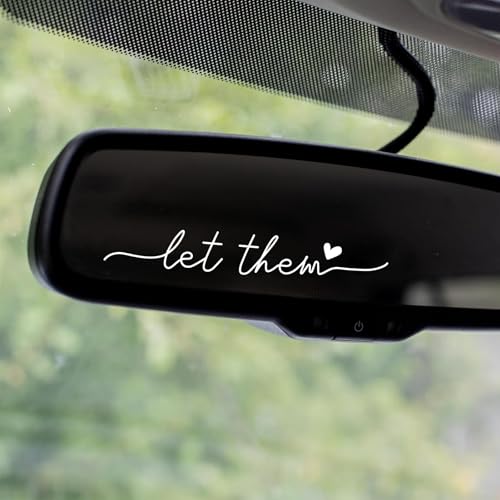 Image of 3 Pack Let Them Rearview Mirror Sticker Car Decals Mental Health Awareness Self Love Motivational Decal Mindfulness Rearview Mirror Decal Car Accessories (White)