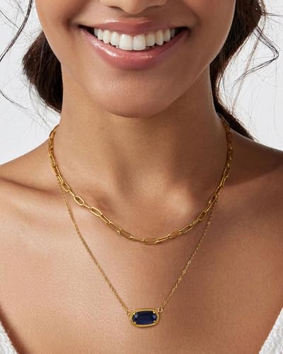 Lourny Gemstone Crystal Pendant Layered Necklace for Women Trendy, 18K Gold Plated Paperclip Chain Charm Necklaces Women Wife Jewelry2