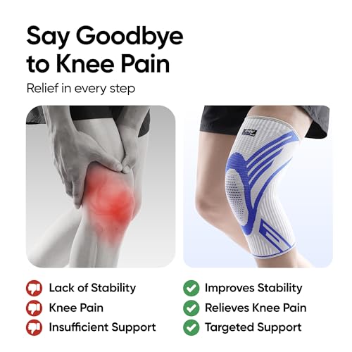 Image of Frido Active Knee Cap Support for Men & Women | Pain Relief Knee Brace | Anti-Sweat & Comfortable | Compression Knee Supporter for Joint Support, Sports, Gym & Injury Recovery (1 Pair) Grey, Medium