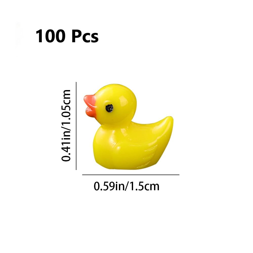 wirepool 100 Pieces Mini Resin Ducks Mini Yellow Ducks Garden Landscape Decorations for Plant Pots Dollhouse Crafts Desk Decorating (Yellow) - Image 2