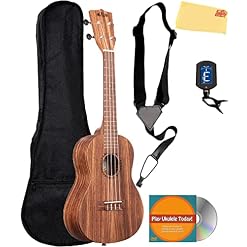 Kala KA-TEAK-C Ukulélé de concert en teck avec sac de transport, sangle, accordeur à clipser, DVD d’instructions Austin… - Les Beatles, Paul McCartney, John Lennon, RIngo Starr, George Harrison