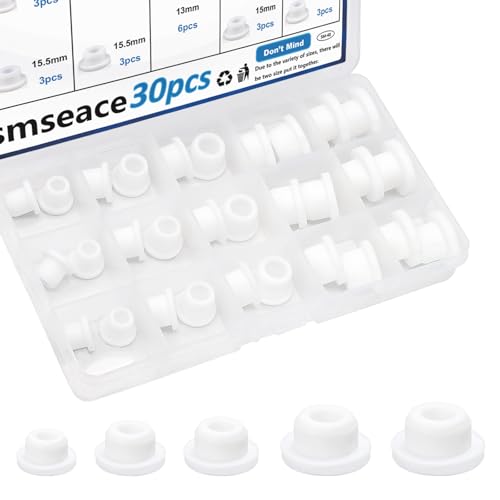 Image of smseace 30Pack Rubber Plugs for Round Holes 5-Sizes Used for 10-15.5mm ID Hole Silicone Rubber Hole Plugs in Biscuits & Plugs