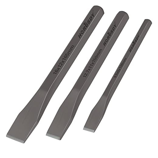 HORUSDY 3-Piece Heavy-Duty Cold Chisel Set, 3/8", 1/2", 5/8" Metal Chisels, Drop-Forged Cr-V Steel for Woodworking, Metalworking, Masonry & Carpentry
