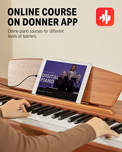 Donner DDP-80 Digital Piano Keyboard 88 Keys Weighted, Hammer Action II, Home Electric Piano Full Size with Stand, Triple Pedal, MIDI Connecting and Headphone Interface