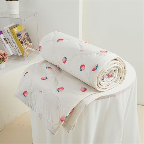 Chickwin Colcha Acolchada, Colchas Acolchadas Estampado Cama 90/135/150/180, Cubrecama Verano Reversible Microfibra Suave Cómoda para Cama Individual Matrimonio (Fresa roja,200x230cm)