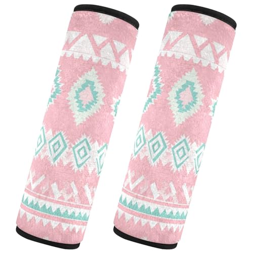 Seat Belt Covers 2 Pack Pink Teal Car Seat Strap Covers Super Soft Plaid Car Seat Neck Cover for Boys Girls Adults Babies M