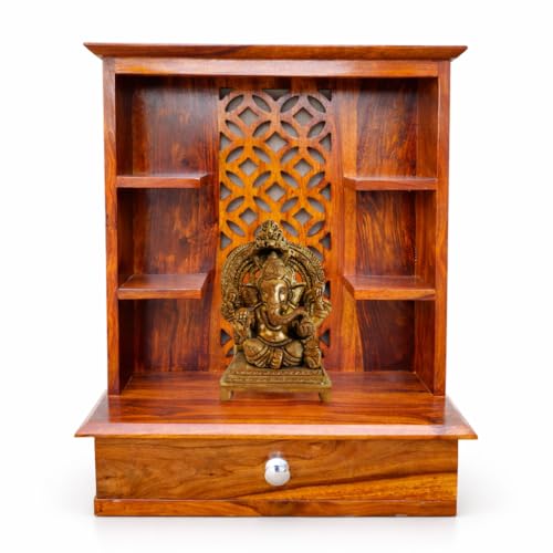 Wudniture Sheesham Wood Ivara Handcrafted Home Mandir/Temple (Hon...
