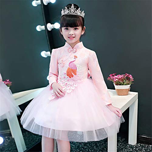 Girls Chinese Cheongsam Tutu Dresses Retro Embroidery Princess Dresses for Age 3-10Years3
